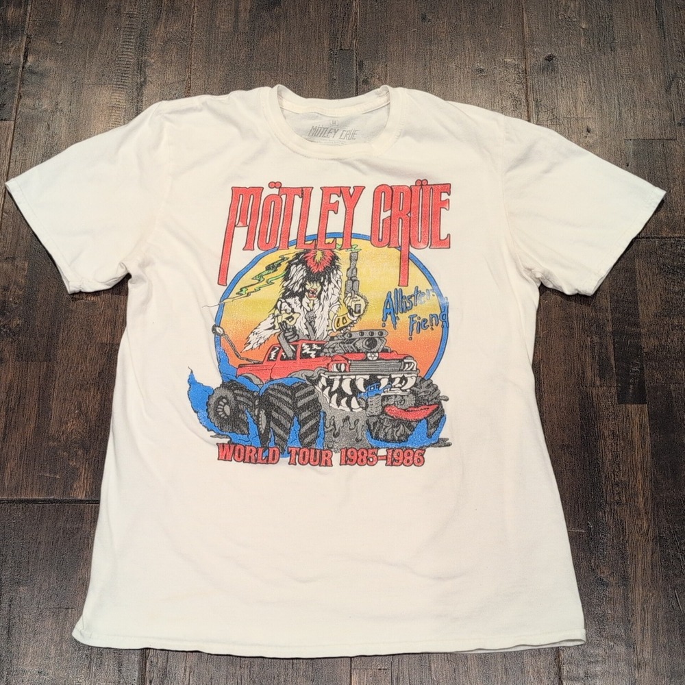 Mötley Crüe White Graphic Tour Tee - World Tour 1985-1986